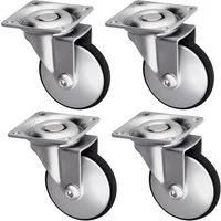 SO-TECH® Möbelrolle LINDAU Design Lenkrolle Ø 50 mm silber aus Stahl, (4-St), ohne Bremse (Feststeller), Tragkraft 30 kg / Rolle, 4 Stück