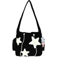 Agger Schultertasche Damen Umhängetasche aus Cord mit Sternendesign,fester Schultergurt, Henkeltasche,Süße Umhängetasche ästhetische Messenger Bag