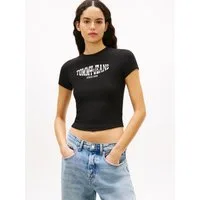 Tommy Jeans Kurzarmshirt TJW SLIM SHORT WAVY FLAG SS TEE mit Logoprint