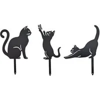 abc HOME Gartenstecker Katzen, Silhouette, 3er Set 3er Set