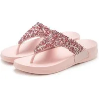 Vivance by Lascana Flip Flop, Badelatsche, Badeschuhe, Pantolette, Zehentrenner, Badezehentrenner NEU Sommerschuh mit modischem Glitzerdetail VEGAN