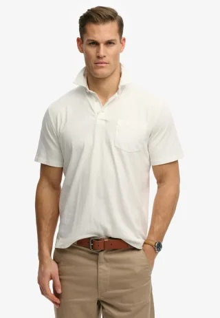 Superdry - Klassisches Baumwoll-Leinen Polohemd limettengrün weiß - Gr. - L
