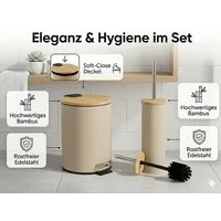 LikeKa Badaccessoire-Set 2 teilig Toilettenbürste und Kosmetikeimer matt mit Absenkautomatik