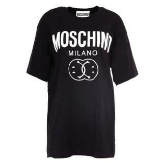 Moschino - Schwarzes Oversize-t-shirt Mit Doppel-smiley