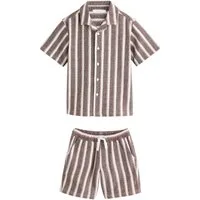 Next Hemd & Hose Kurzarmhemd mit Strukturstreifen und Shorts im Set (2-tlg)