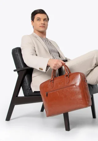Wittchen Herren-Laptoptasche, 16 Zoll, Kunstleder, Braun, Öko-Leder