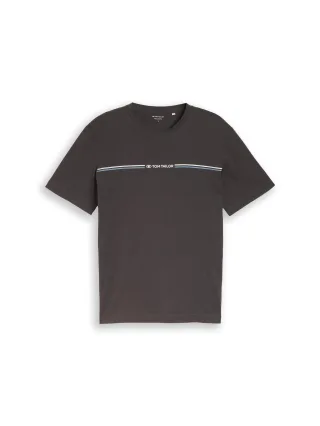 Tom Tailor - T-Shirt mit Logo-Print tarmac grey - Gr. - XL