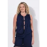 Angel of Style Steppweste Jeans-Weste Bindeband-Verschluss Stretchdenim