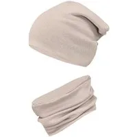 TupTam Beanie Kinder Beanie Mütze Schlauchschal Set aus Jersey und Rippstoff