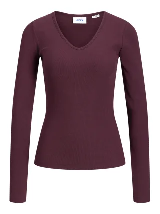 JJXX - JXFREYA STR LS V-NECK TOP JRS NOOS Winetasting - Gr. - XL