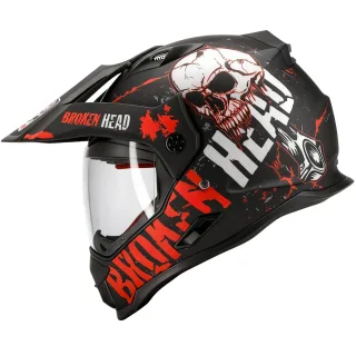 Broken Head Endurohelm Mit Sonnenblende Bone Crusher Rot