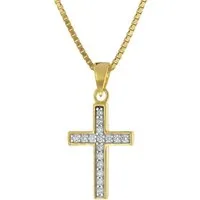 trendor Kette mit Anhänger Kreuz-Anhänger für Gold 585 + vergoldete Silberkette