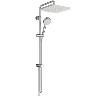 Ideal Standard Duschsystem Eco Ceratwist T25 ohne Arm. 2-fach-Handbrause und eckige Kopfbrause Chrom BE232AA