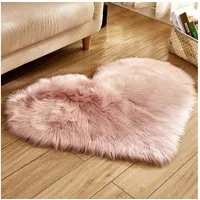 BTTO TEPP Hochflor-Teppich Fellteppich,Herz Teppich, Faux Lammfell Schaffell Weicher Teppich, Herzform 30*40cm, Weich und Flauschig,Herzform 30*40cm/40*50cm/70*90cm