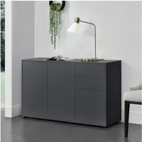 en.casa Sideboard, »Paarl« Kommode Schubladenschrank mit 3 Türen dunkelgrau matt
