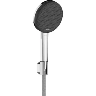 hansgrohe Raindance Alive Select S Duschkopfhalterungset 24611000 Brausekopf 125mm, 3 Strahlarten wassersparend mit Designflex Textilbrauseschlauch 160 cm, chrom