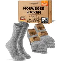 sockenkauf24 Norwegersocken 6 Paar warme Wintersocken Herren & Damen Wollsocken mit verstärkter Sohle in Schwarz Grau Anthrazit - 70301T
