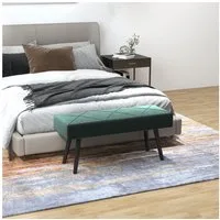 HOMCOM Polsterbank Sitzbank mit X-Muster, in Samtoptik, bis 120 kg Belastbar (Flurbank, 1-St., Bettbank), für Schlafzimmer, 100 x 36 x 45 cm, Grün