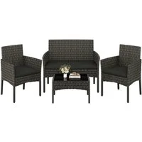 Yaheetech Balkonset Gartenmöbel-Set 4-er Set Rattanmöbel für 4 Personen, Gartengarnitur aus Zweisitzer-Sofa & 2 Einzelsofas & Kaffeetisch