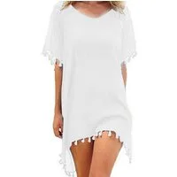 Zaewry Strandkleid Eleganter Strand-Überwurf, Damen Bikini-Überwurf mit Quasten Damen Strand,Strandbekleidung,für Urlaub, Strand) Pool, Party