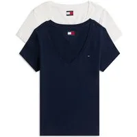 Tommy Jeans T-Shirt TJW 2PACK V-NECK TEE (Packung, 2-tlg., 2-er Pack) mit Logostickerei