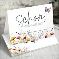 Funke & Brand Grußkarten 50x Tischkarten Floral Butterfly Wildblumen Design