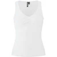 pieces V-Shirt PCMALIVA SL V-NECK TOP JRS NOOS BC mit Raffung im Brustbereich