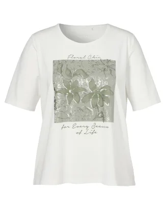 VIA APPIA DUE - T-Shirt Rundhals 1/2 Arm Motiv ecru multicolor - Gr. - 46