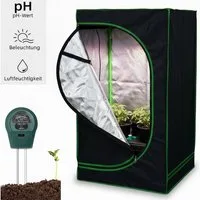 Mucola Gewächshaus Growbox Indoor Gewächshaus Pflanzenzelt Zuchtzelt Growroom Darkroom, Stück, inkl. 3 in 1 Feuchtigkeitsmessgerät für Pflanzen