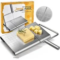 KINSI Käsehobel Edelstahl Käseschneider für Käse & Butter, mit Messplatte, und 5 Ersatzschnüren