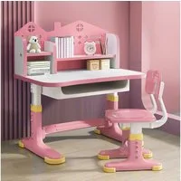 Rutaqian Kinderschreibtisch Schreibtische Kinder, Höheverstellbar Kinderschreibtisch mit Stuhl Set (Kinder-Schreibtisch- und Stuhl-Set, 1-St., 1 x Kinder-Studientisch 1 x Kinder-Studienstuhl), Ergonomischer Kinderschreibtischstuhl mit Bücherständer,b