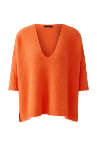 Oui - Pullover mit Alpaka blood orange - Gr. - 36