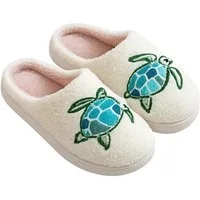 Corimori mit netten Motiven, Gr. 34-44, Antirutsch & bequem Plüsch Hausschuhe (Packung, Geschenk) Schildkröten Pantoffeln für Kinder und Erwachsene, EU Größe 34-35