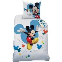 BERONAGE Kinderbettwäsche Mickey Mouse Jump Bettwäsche Linon / Renforcé, 100% Baumwolle, 2 teilig, 135x200 + 80x80 cm