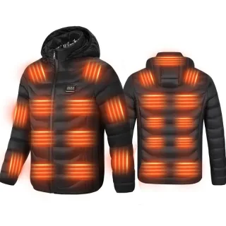 TENGOO HZ-23 Unisex 23-Zone Heated Jacket, 4-Control USB/DC Electric Thermal Heated Hooded Coat Winter Warm Sportswear f