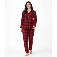 fashionshowcase Pyjama Damen Schlafanzug Velours kariert – Zweiteiliges Hausanzug-Set (Oberteil + lange Hose) hautfreundlich und komfortabel
