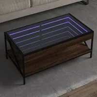 vidaXL Couchtisch, Couchtisch mit Infinity-LED Braun Eichen-Optik 90x50x38 cm