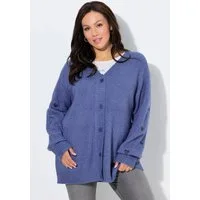 Ulla Popken Strickjacke Strickjacke Paillettenherzen V-Ausschnitt Langarm
