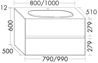 Burgbad Glas-Waschtisch+Waschtischunterschrank rc40 Solid/Lack Matt Steingrau Solid Matt/Schwarz SGKJ100F6533A0127