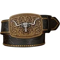 Ware aus aller Welt Nietengürtel Westerngürtel mit Longhorn-Schnalle – im authentischen Cowboy Style (1-St)