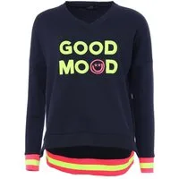Zwillingsherz Sweatshirt Langarm, Neon-Details, V-Ausschnitt, Schriftzug