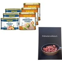 TULIP Wurstkonserve Frühstücksfleisch Schwein 200g + Hähnchen 340g Delikatesse +Kochbuch, (Set, Frühstücksfleisch Schwein + Hähnchen + Kochbuch)