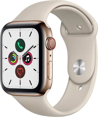 Apple Watch Series 5 [GPS + Cellular inkl. Sportarmband stein] 44mm Edelstahlgehäuse gold