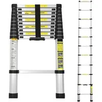 Clanmacy Teleskopleiter Teleskopleiter Stehleiter Mehrzweckleiter Alu 2.6m-4.4m Ausziehleiter