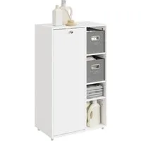 SoBuy Wäscheschrank BZR218, Badezimmerschrank schmal, Wäscheschrank Wäschekorb Badkommode Badschrank mit Wäschekorb, mit 2 Stoffschubladen, Nischenschrank