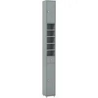 COSTWAY Hochschrank Badschrank schmal, mit Schublade, Türen & 9 Fächern, 180cm weiß