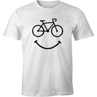 MoonWorks Print-Shirt Fahrrad Herren T-Shirt Smile Happy Bike Radfahren Fun-Shirt Moonworks® mit Print