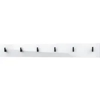 Vladon Garderobenpaneel Linea V1 (Wandgarderobe, mit 6 Kleiderhaken), Weiß Hochglanz (110,5 x 14,5 x 3,5 cm)