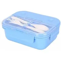 Cheffinger Lunchbox mit Besteck 700 ml - Brotdose mit 3 Fächern für Schule & Büro, Kunststoff, (4-tlg), mit Löffel & Gabel, 700 ml