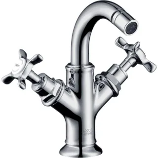 hansgrohe Axor Montreux 2-Griff-Bidetarmatur 16520000 Ausladung 104mm, Zugstangen-Ablaufgarnitur, chrom